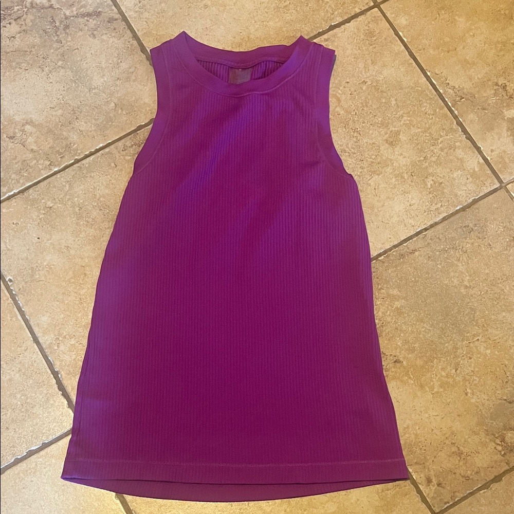 Purple Ribbed Athletic Tank